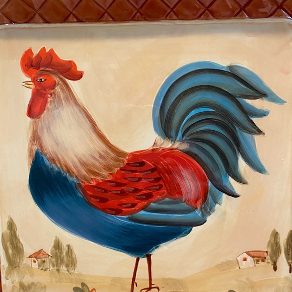 15 inch square Rooster platter. Certified international Pamela Gladding. New. - Picture 8 of 8